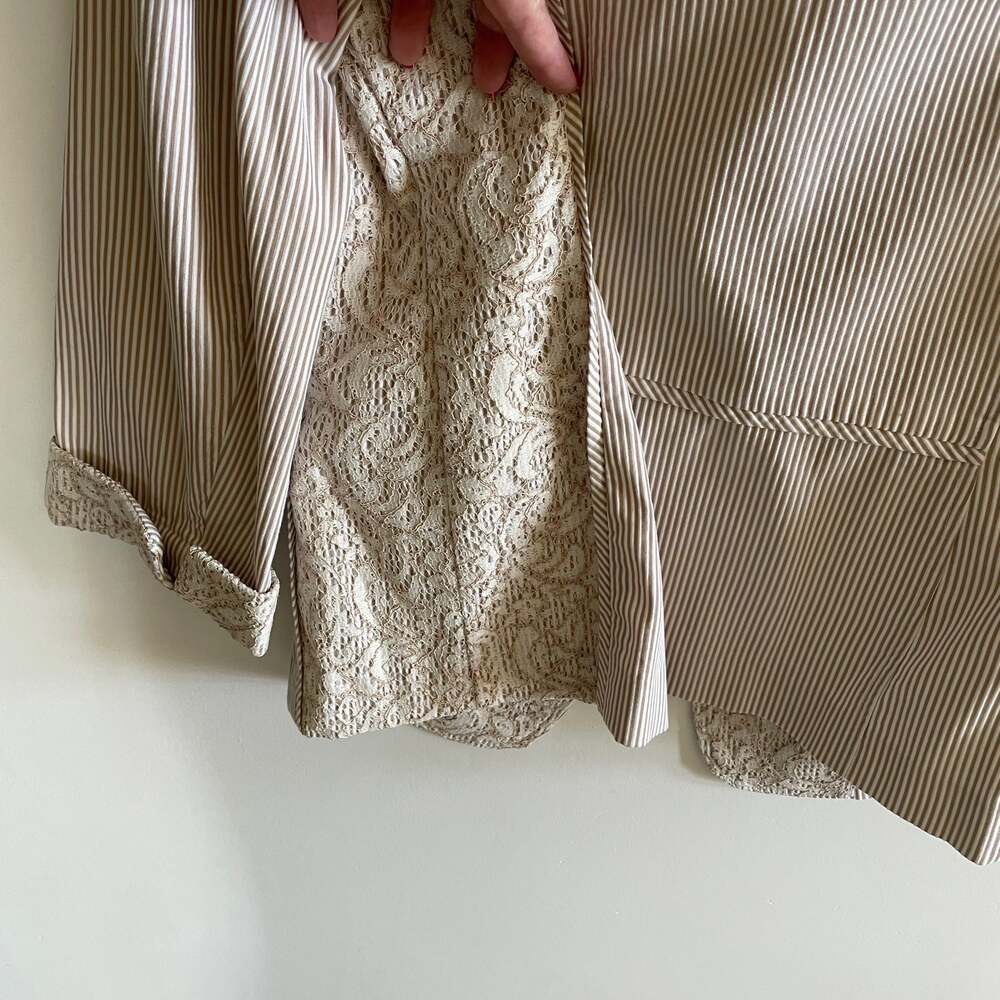 Chico’s Beige Lace Striped Blazer Jacket - Picture 5 of 9